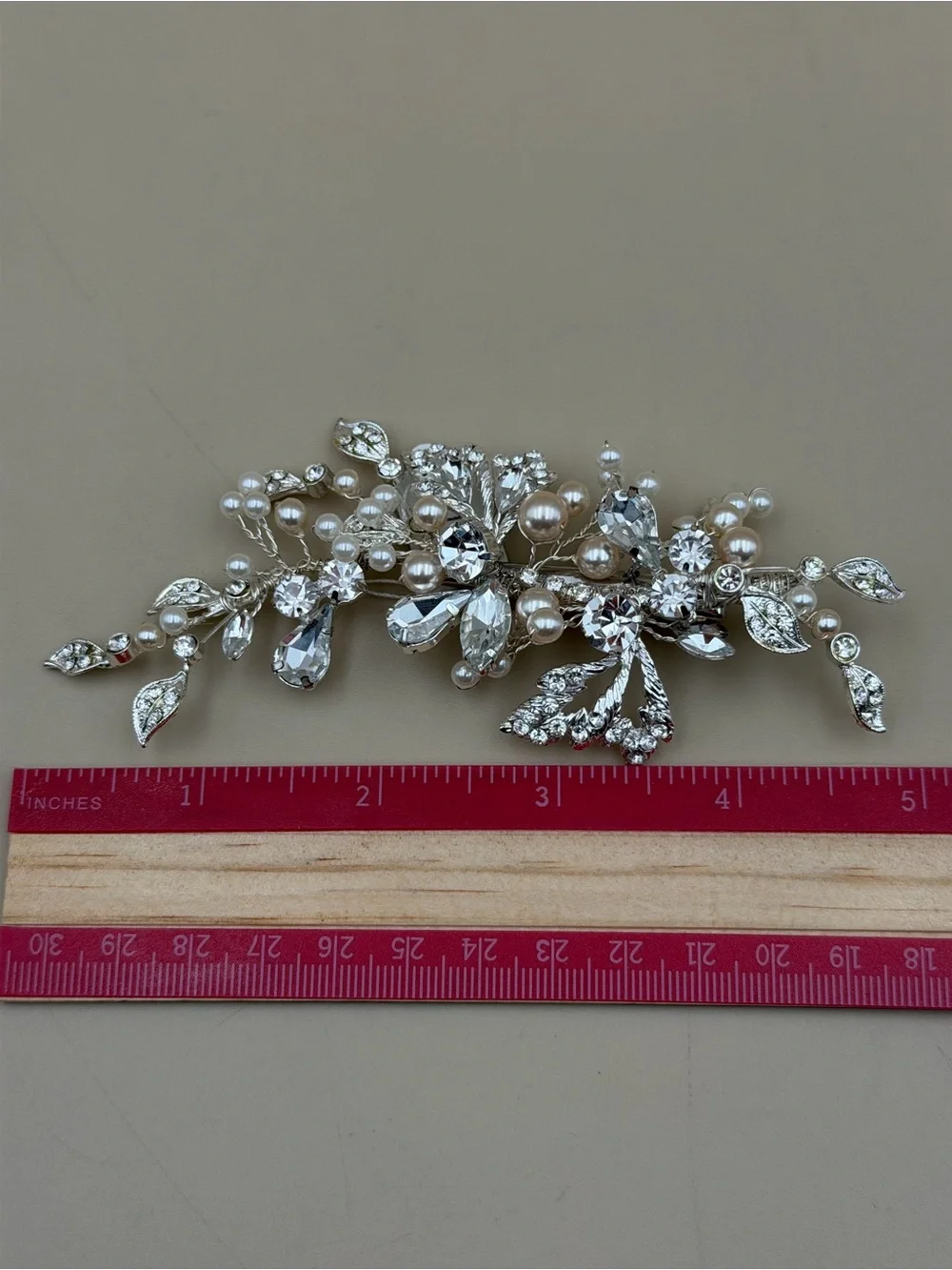 Bridal Hair Comb Silver Rhinestone Crystal Pearl Wedding Hair Accessory